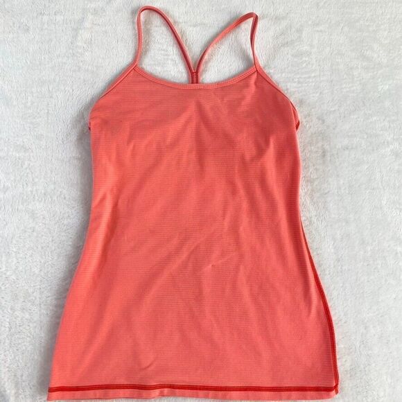Lululemon Tank Top Sz S Salmon Striped Yoga Active Running *check measurements* - Picture 2 of 9